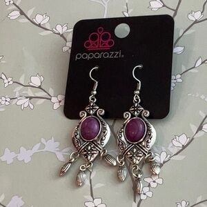 Paparazzi | Silver Purple Filigree Earrings Southwestern Boho